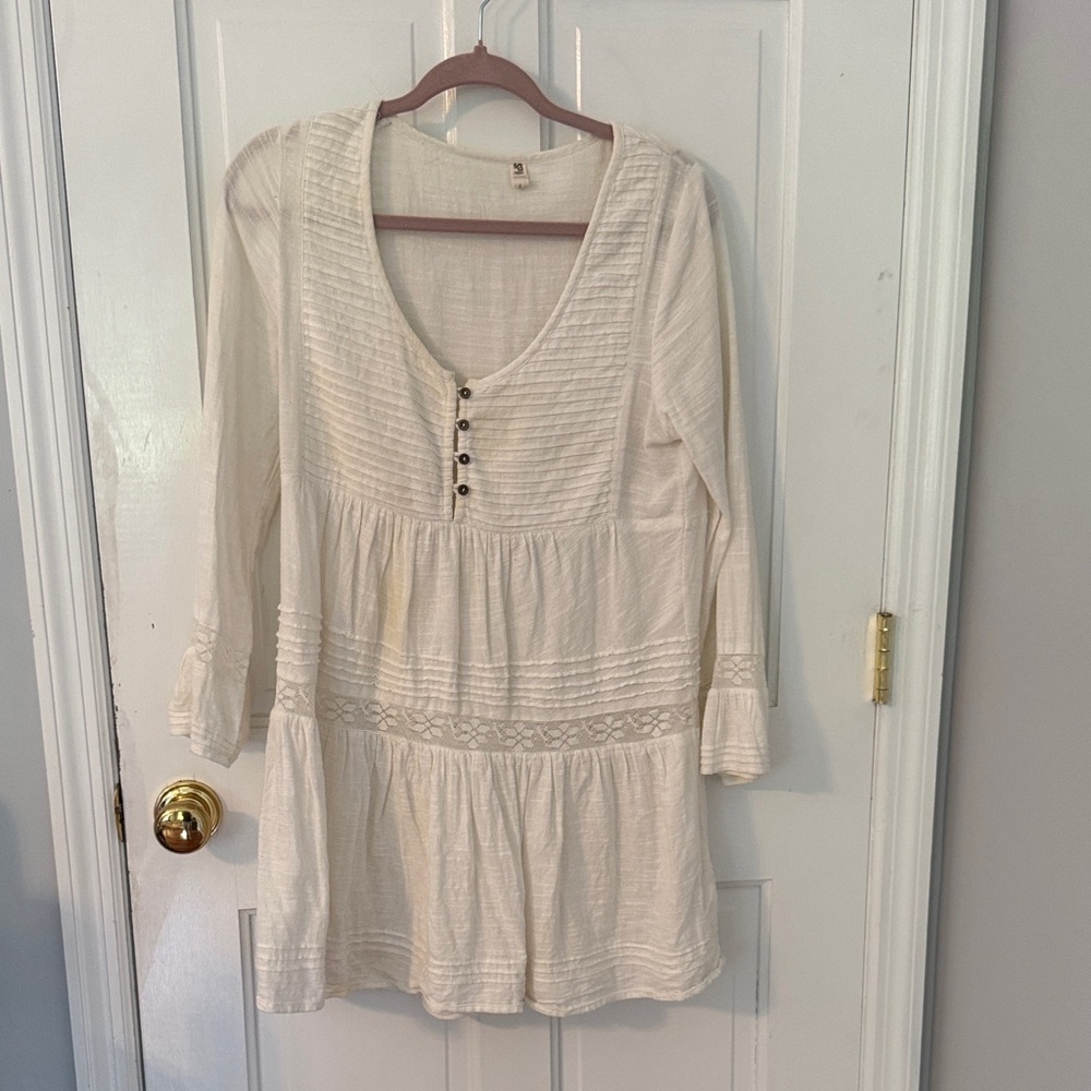 Vintage Spell white babydoll dress with lace trim